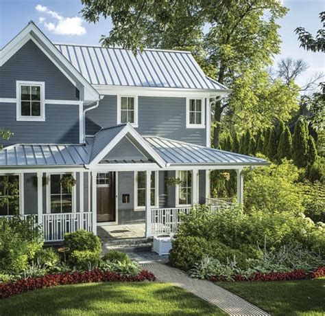 cream colored house with silver metal roof|colors that go with metal roof.